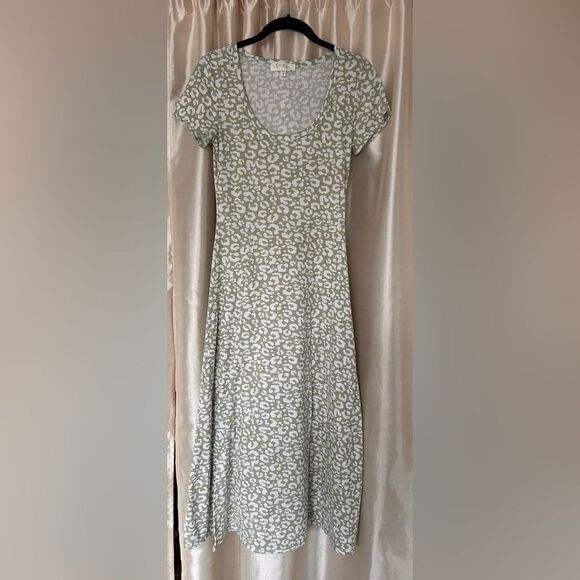 Jessica Simpson Green Leopard Print Midi Dress – Size Medium, Sleeveless Slit He - Picture 1 of 9
